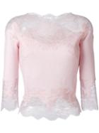 Ermanno Scervino Lace Detailing Blouse, Women's, Size: 44, Pink/purple, Wool/cashmere/silk/polyamide