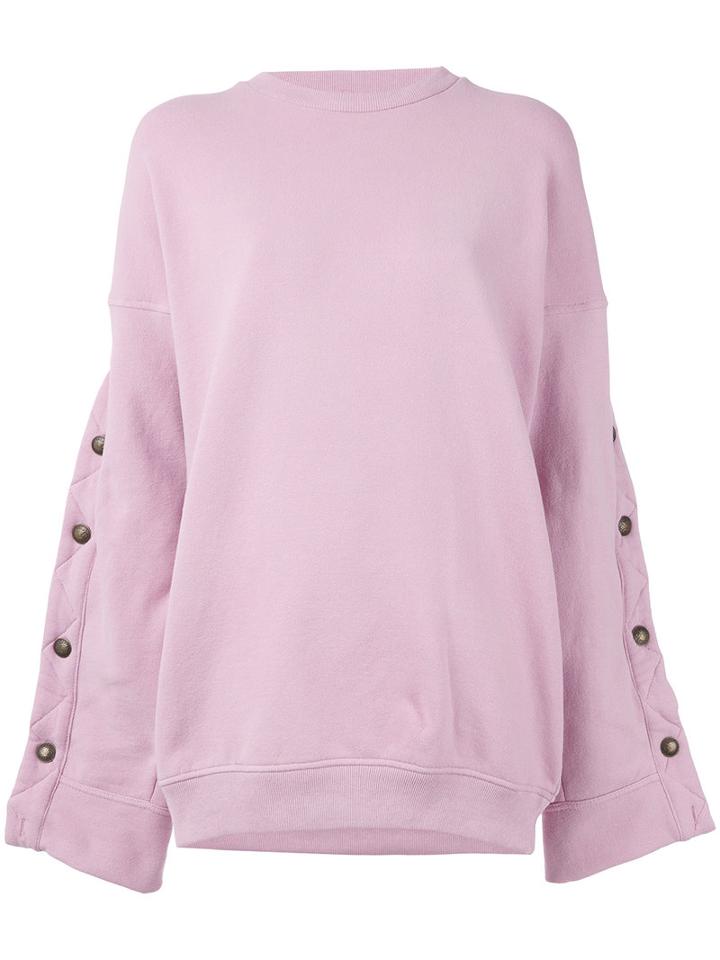 Y / Project - Buttoned Sleeves Sweatshirt - Women - Cotton/spandex/elastane - Xs, Pink/purple, Cotton/spandex/elastane