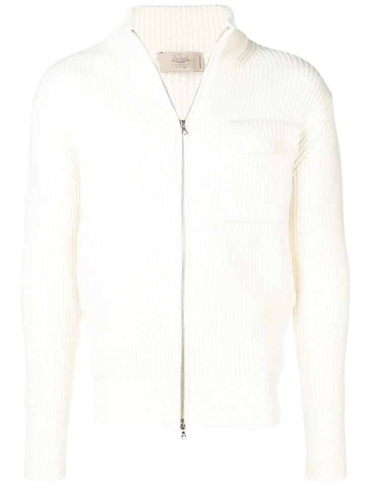 Maison Flaneur Ribbed Knitted Jacket - White