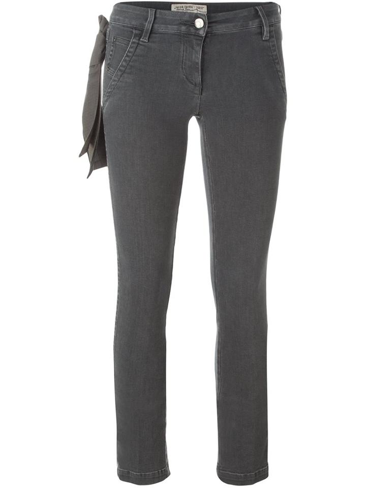 Jacob Cohen Scarf Detail Skinny Jeans, Women's, Size: 30, Grey, Cotton/spandex/elastane