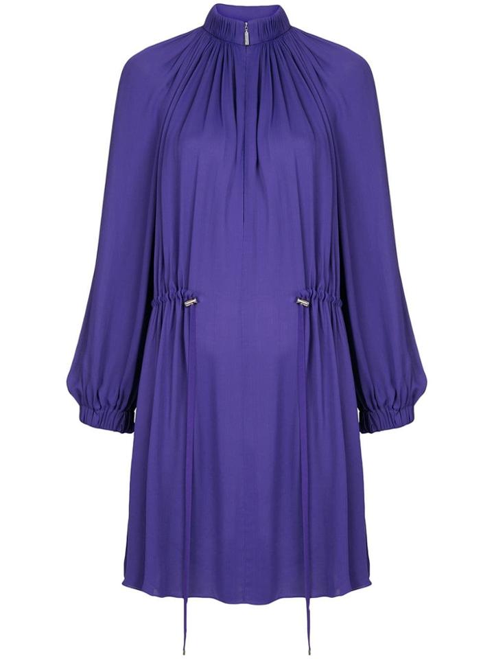 Tibi Georgette Short Drawstring Dress - Pink & Purple