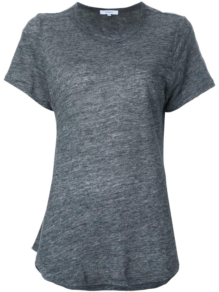 Venroy - Round Neck T-shirt - Women - Linen/flax - L, Grey, Linen/flax