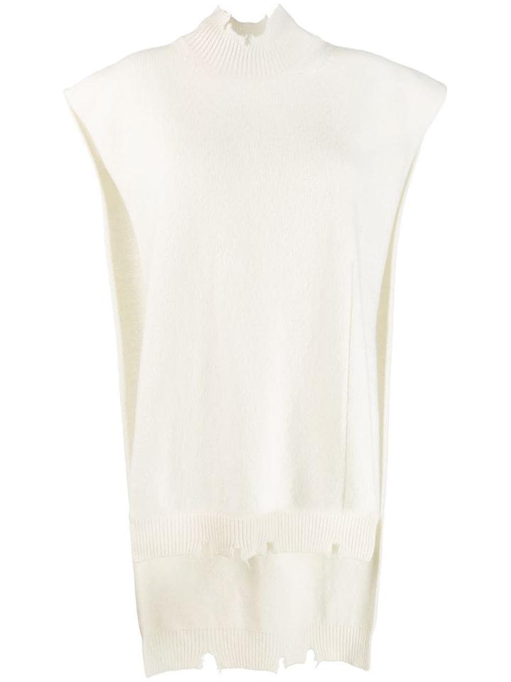 Maison Margiela Distressed Sleeveless Knitted Top - White