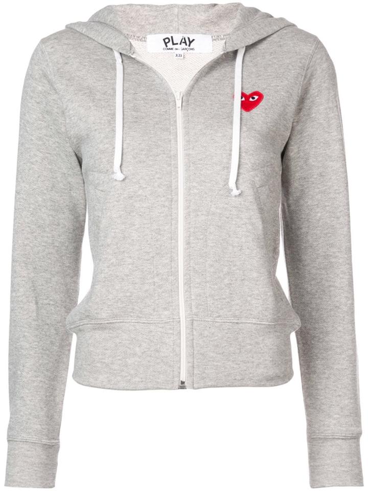 Comme Des Garçons Play Drawstring Zip Hoodie - Grey