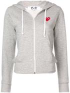 Comme Des Garçons Play Drawstring Zip Hoodie - Grey