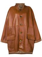 Liska Fur Trimmed Buttoned Coat - Brown