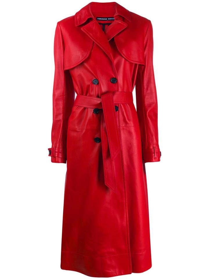 Kwaidan Editions Plongee Belted Trench Coat - Red