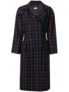 Alberto Biani Plaid Concealed Button Coat - Blue
