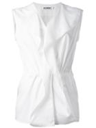 Jil Sander Sleeveless Ruffle Blouse, Women's, Size: 38, White, Cotton