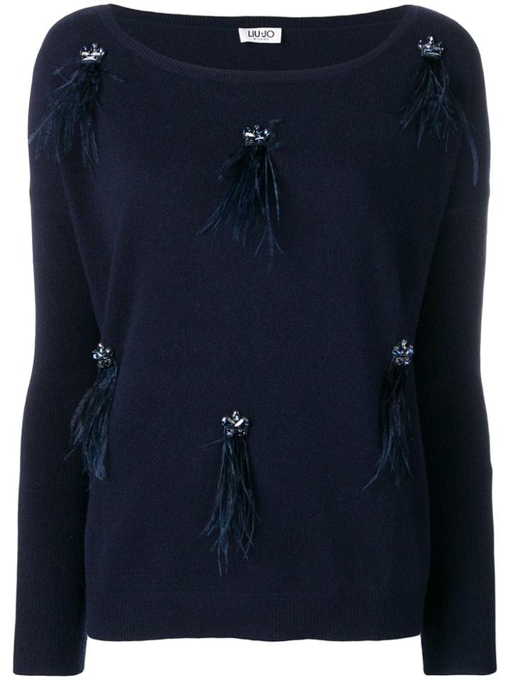 Liu Jo Appliqué Feather Top - Blue