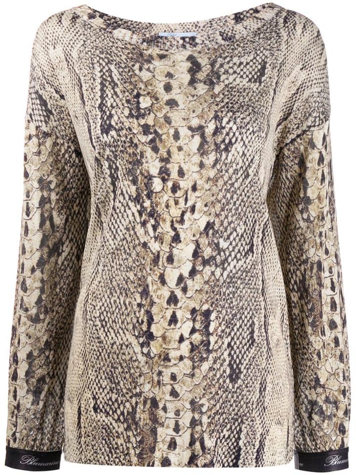 Blumarine Snakeskin Print Top - Neutrals