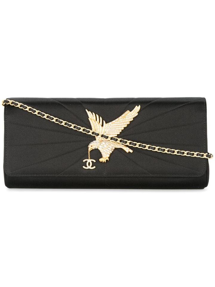 Chanel Pre-owned Eagle Quilted Cc Chain Clutch Shoulder Bag - Black