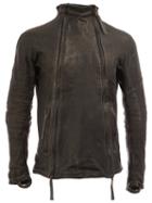 Boris Bidjan Saberi Funnel Neck Double Zip Jacket, Men's, Size: Medium, Black, Cotton/horse Leather