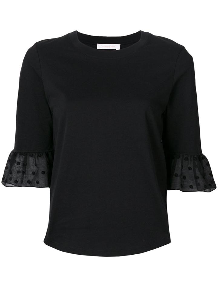 See By Chloé Ruffled Sleeved T-shirt - Black