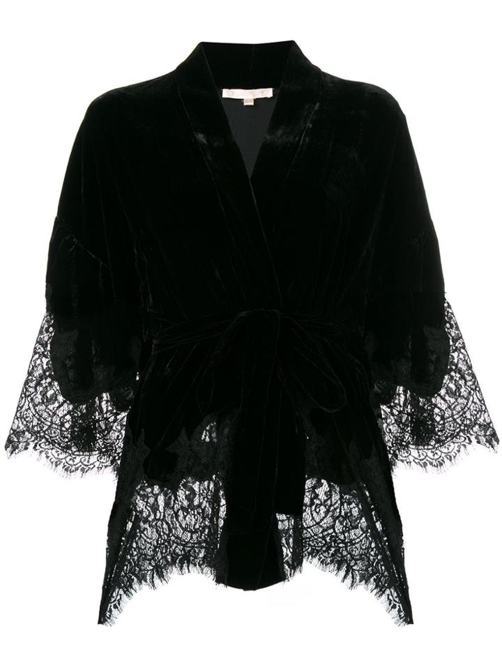 Gold Hawk Lace Wrap Blouse - Black
