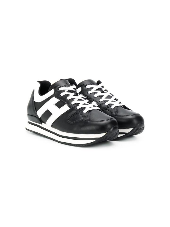 Hogan Kids Teen H222 Striped-sole Sneakers - Black