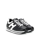 Hogan Kids Teen H222 Striped-sole Sneakers - Black