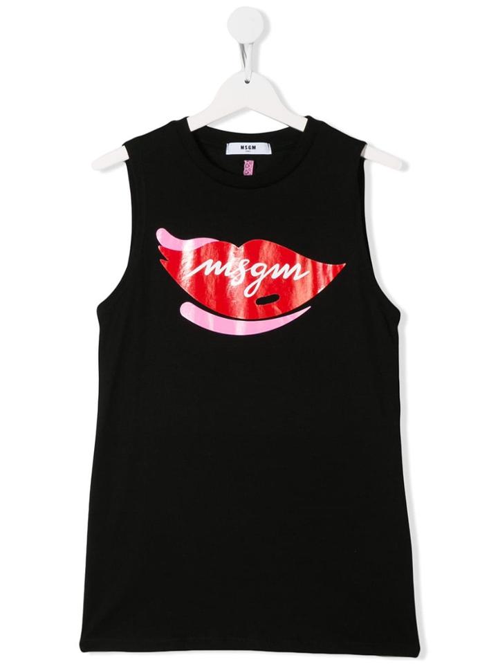 Msgm Kids Teen Graphic Print Tank Top - Black