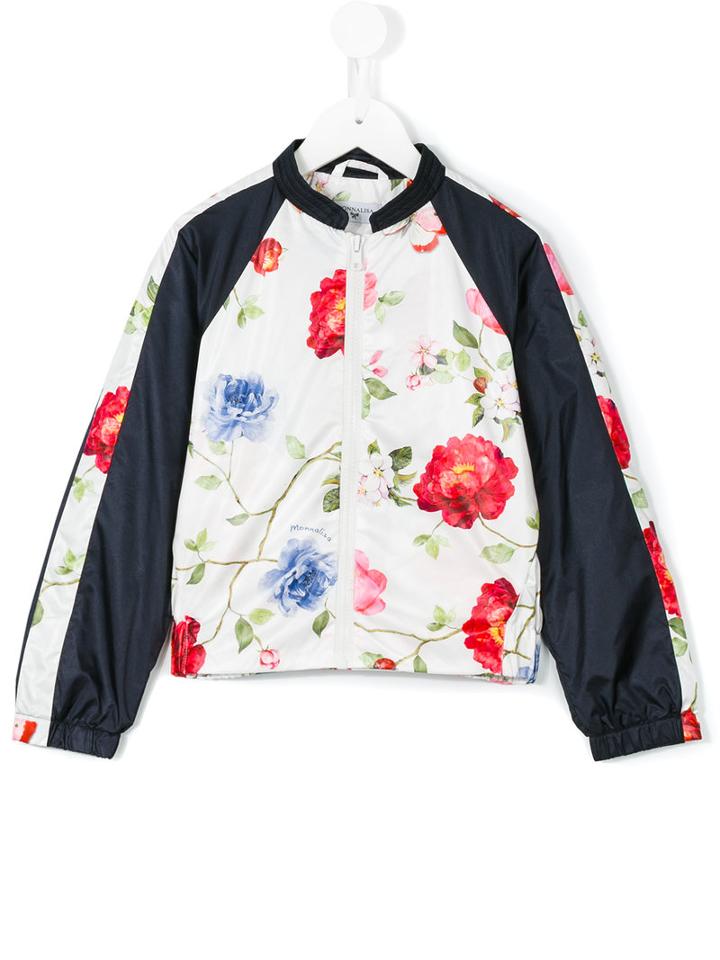 Monnalisa - Floral Print Bomber Jacket - Kids - Polyester - 12 Yrs, Black