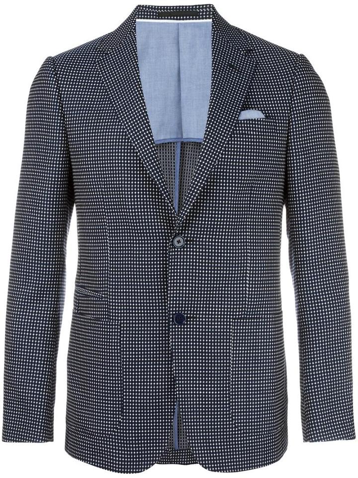 Z Zegna Patterned Blazer, Men's, Size: 50, Blue, Wool/linen/flax/cupro/cotton