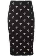 Victoria Beckham Printed Pencil Skirt, Women's, Size: 42, Black, Cotton/elastodiene/polyamide/polyester