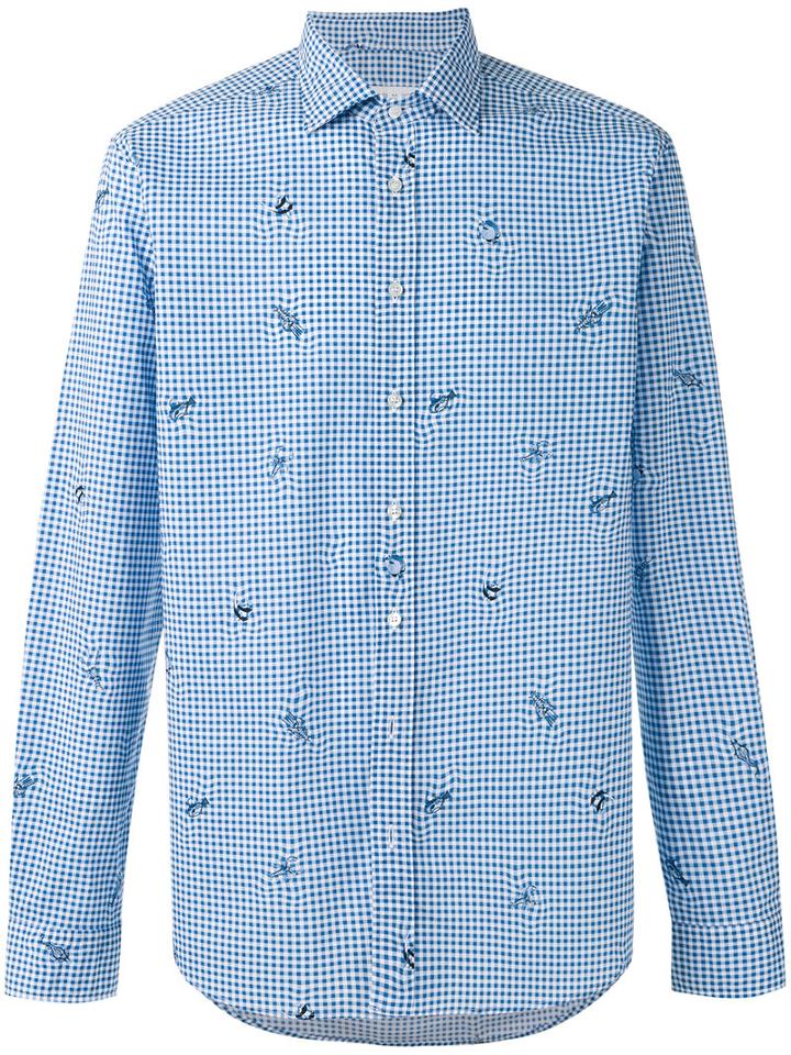 Etro - Checked Fish Print Shirt - Men - Cotton - Xl, White, Cotton