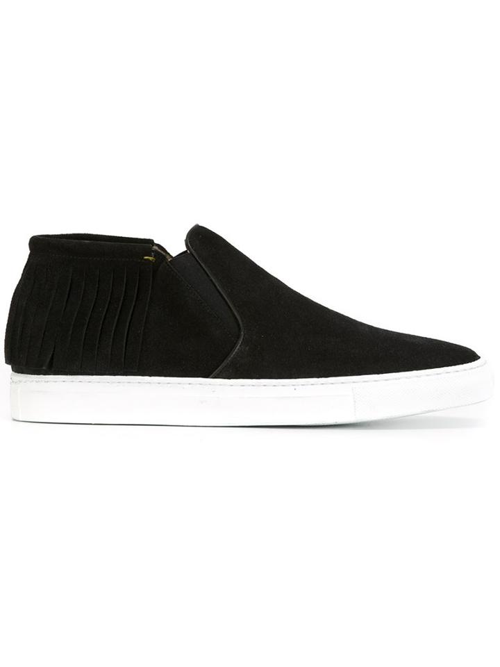 Laneus Textured Pleated Panel Slip On Sneakers