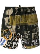 Dsquared2 Patchwork Printed Swim Shorts - Green