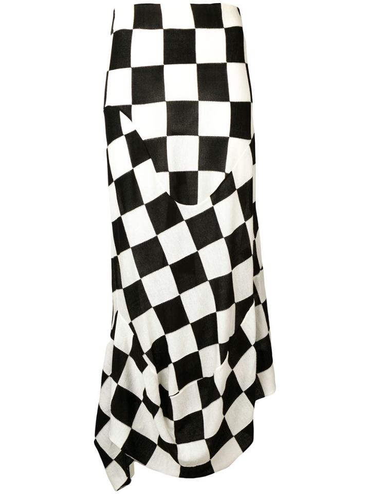 Jil Sander Large-check Draped Skirt - Black