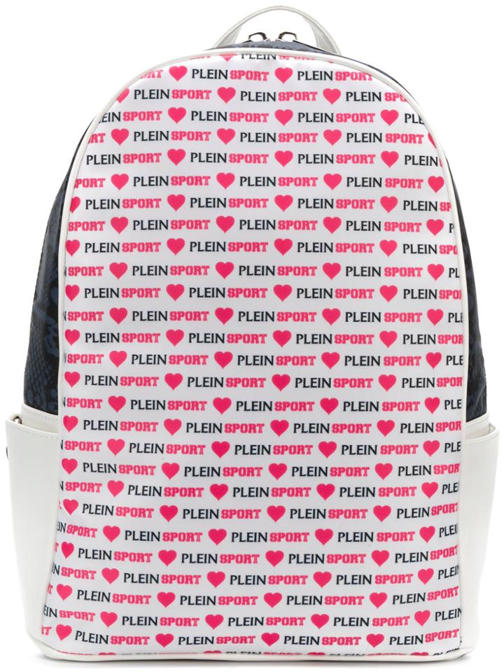 Plein Sport Allover Logo Print Backpack - White