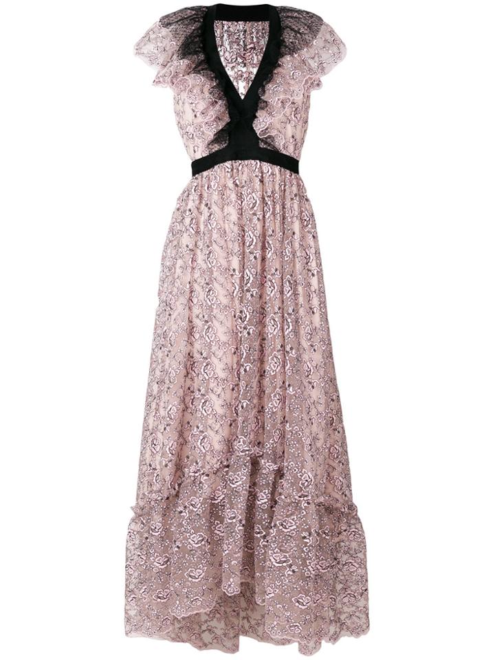 Philosophy Di Lorenzo Serafini Contrast Trim Plunge Lace Dress - Pink
