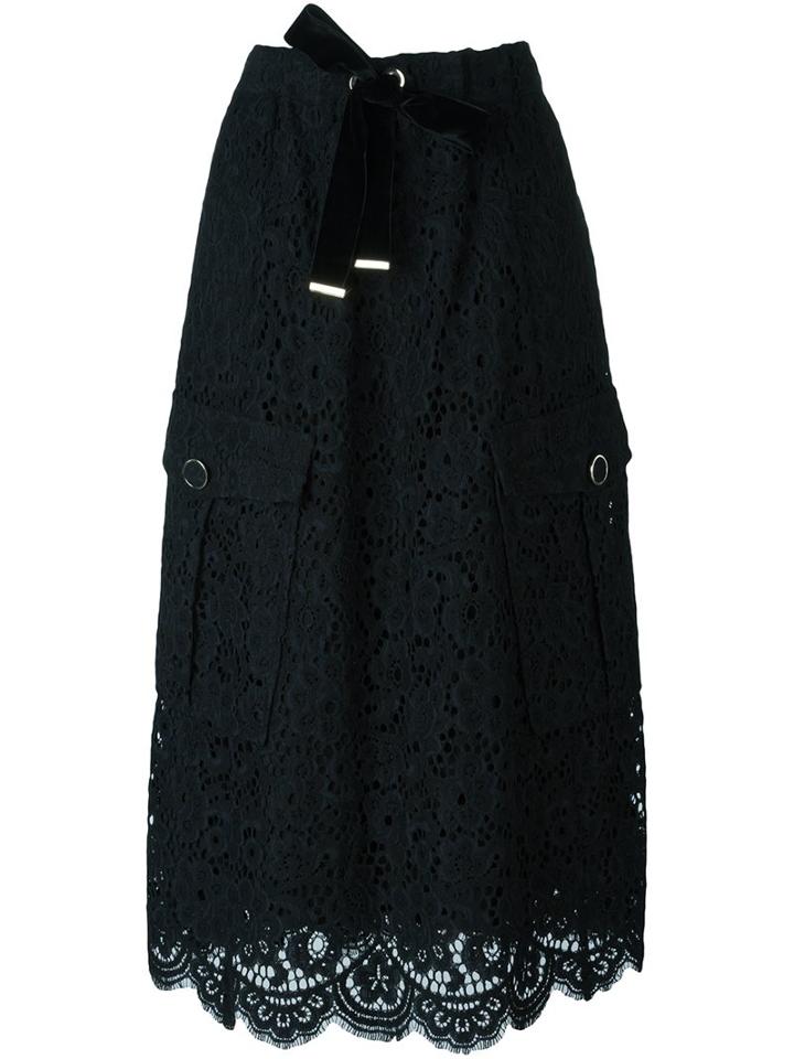 Twin-set Lace Midi Skirt, Women's, Size: Xs, Black, Cotton/polyamide/viscose/polyester