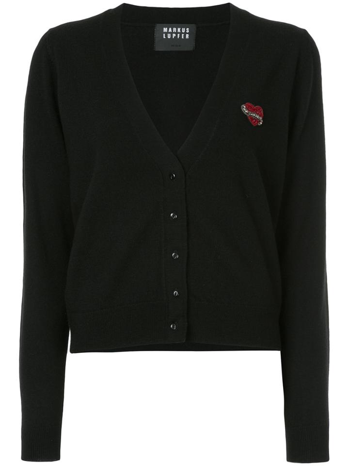 Markus Lupfer Embroidered Heart Detail Cardigan - Black