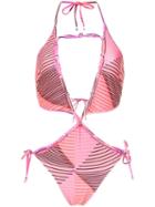 Amir Slama Printed Cut Out Swimsuit - Pink