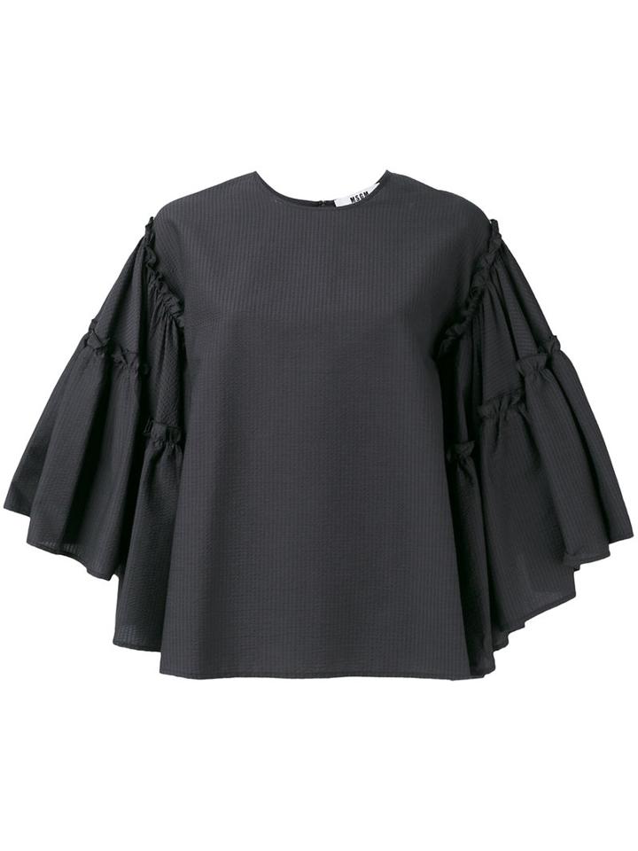 Msgm Flared Sleeves Blouse, Women's, Size: 44, Black, Cotton/polyester