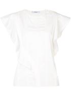 Derek Lam 10 Crosby Crewneck Ruffle Top - White