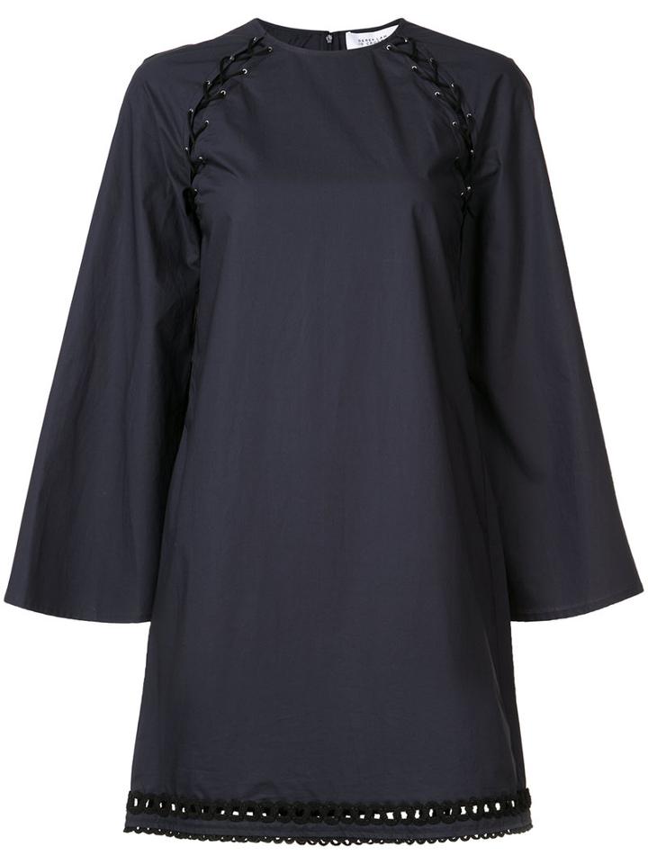 Derek Lam 10 Crosby - Lace-up Shoulder Shift Dress - Women - Cotton - 2, Blue, Cotton