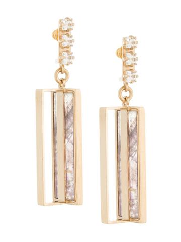 Crystalline Flourite Stone Earrings - Purple