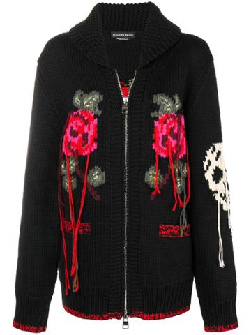 Alexander Mcqueen Loose Thread Knitted Cardigan - Black