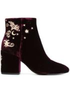 Ash Embroidered Ankle Boots - Pink