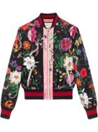 Gucci Flora Snake Print Silk Bomber - Multicolour