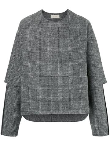 Jieda Oversized Check Sweater - Grey