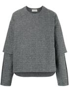 Jieda Oversized Check Sweater - Grey