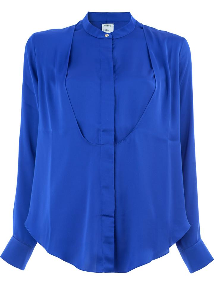 Maison Rabih Kayrouz Crepe Collarless Blouse - Blue