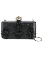 Alexander Mcqueen - Heart Frame Embroidered Clutch - Women - Leather/metal - One Size, Women's, Black, Leather/metal