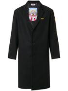 Gcds Appliqué Button Up Coat - Black