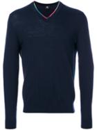 Ps By Paul Smith - Multicolour Trim V-neck Sweater - Men - Nylon/spandex/elastane/merino - S, Blue, Nylon/spandex/elastane/merino