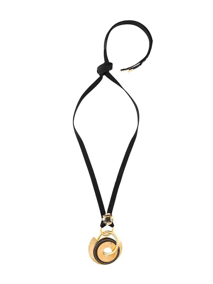 Marni Circle Pendant Necklace - Black