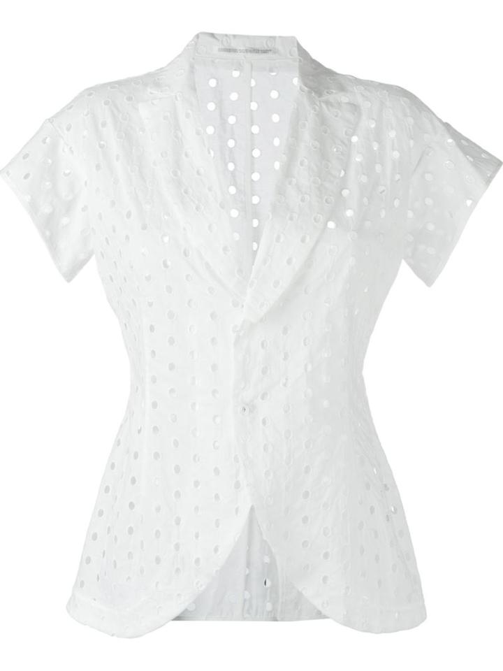 Yohji Yamamoto Anglaise Broderie Shirt, Women's, Size: 2, White, Cotton