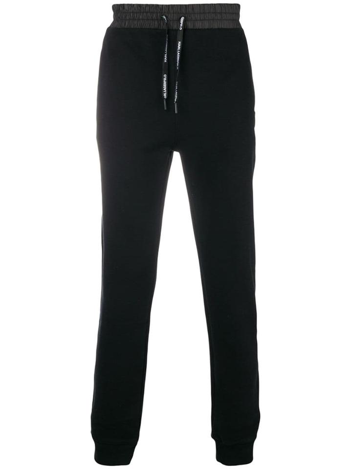 Karl Lagerfeld Drawstring Ribbed Cuff Track Trousers - Black